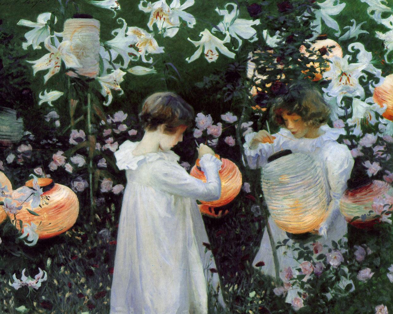 John Singer Sargent - Carnation, Lily, Lily, Rose (1886) Wallpaper #3 1280 x 1024 