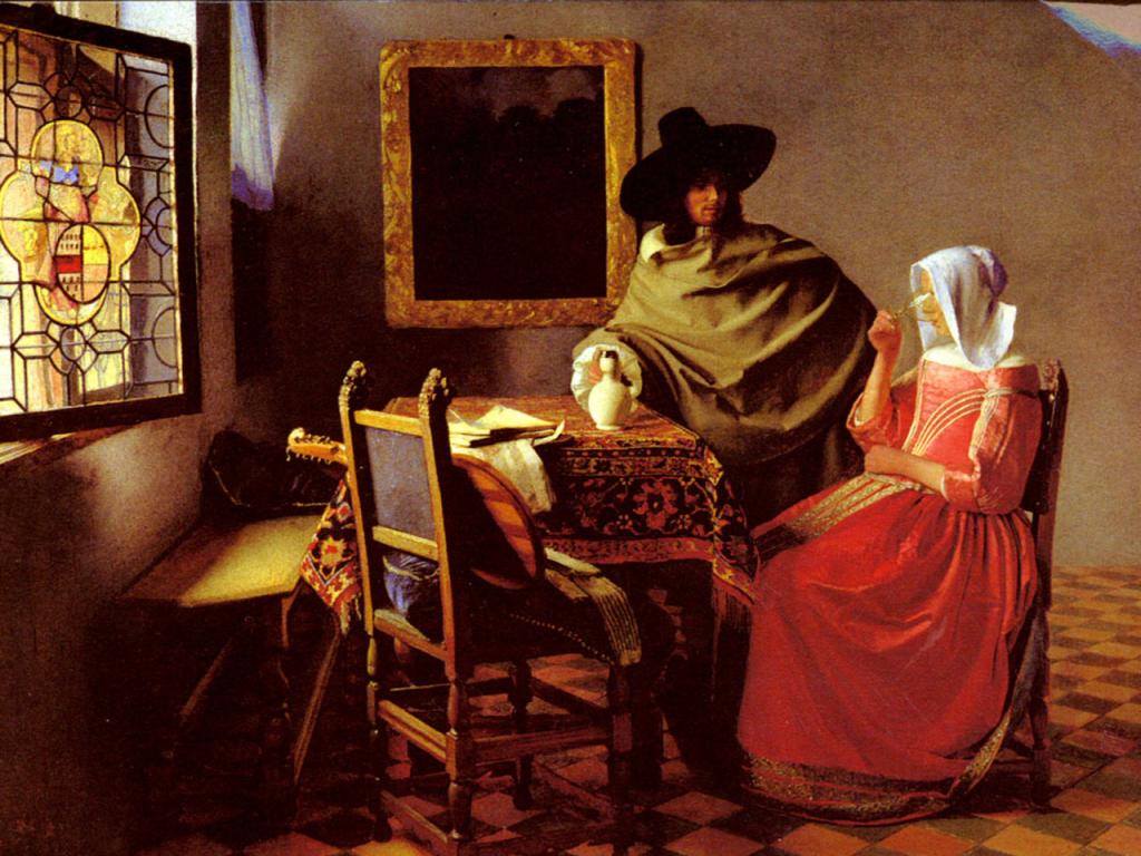 Johannes Vermeer - The Glass of Wine Wallpaper #1 1024 x 768 