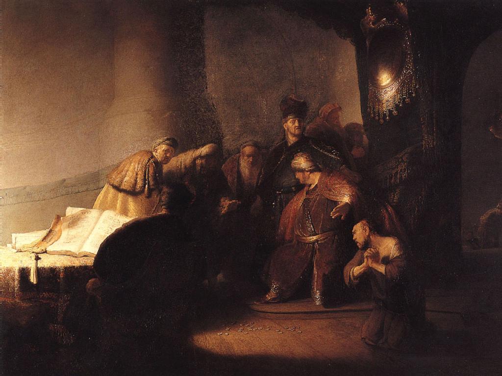 Rembrandt - Judas Returning the Thirty Pieces of Silver Wallpaper #4 1024 x 768 