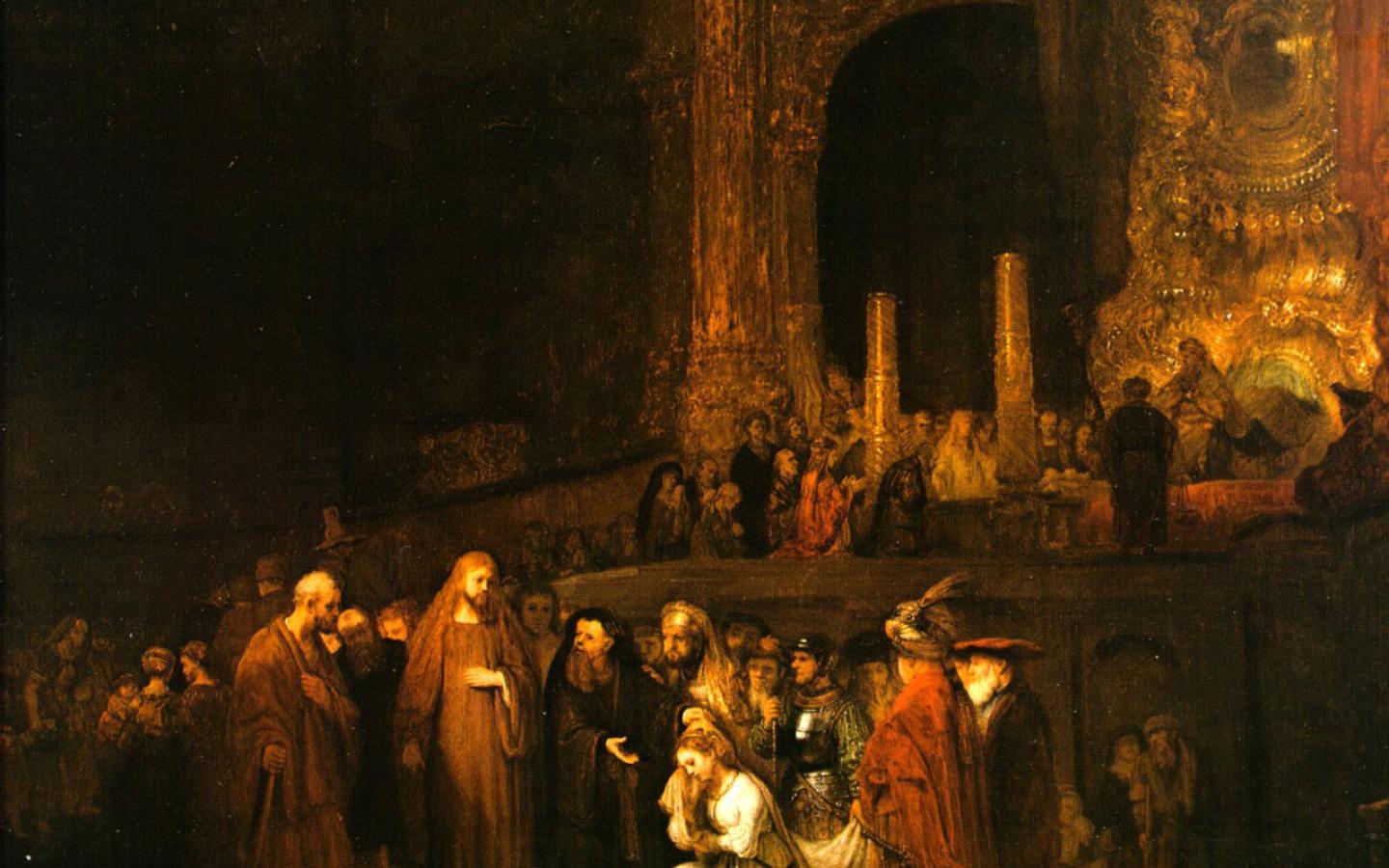 Rembrandt - The Woman Taken in Adultery (Detail) Wallpaper #3 1440 x 900 