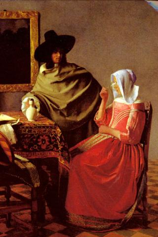 Johannes Vermeer - The Glass of Wine Wallpaper #1 320 x 480 (iPhone/iTouch)