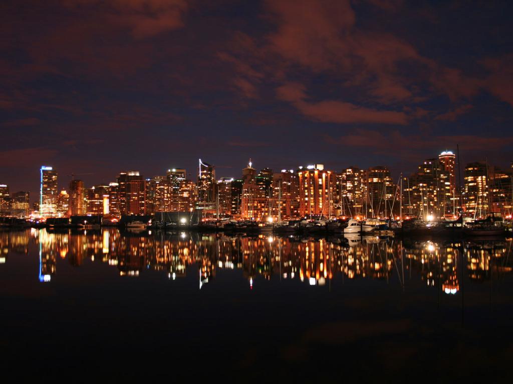 Vancouver - Night Skyline from Stanley Park Wallpaper #1 1024 x 768 