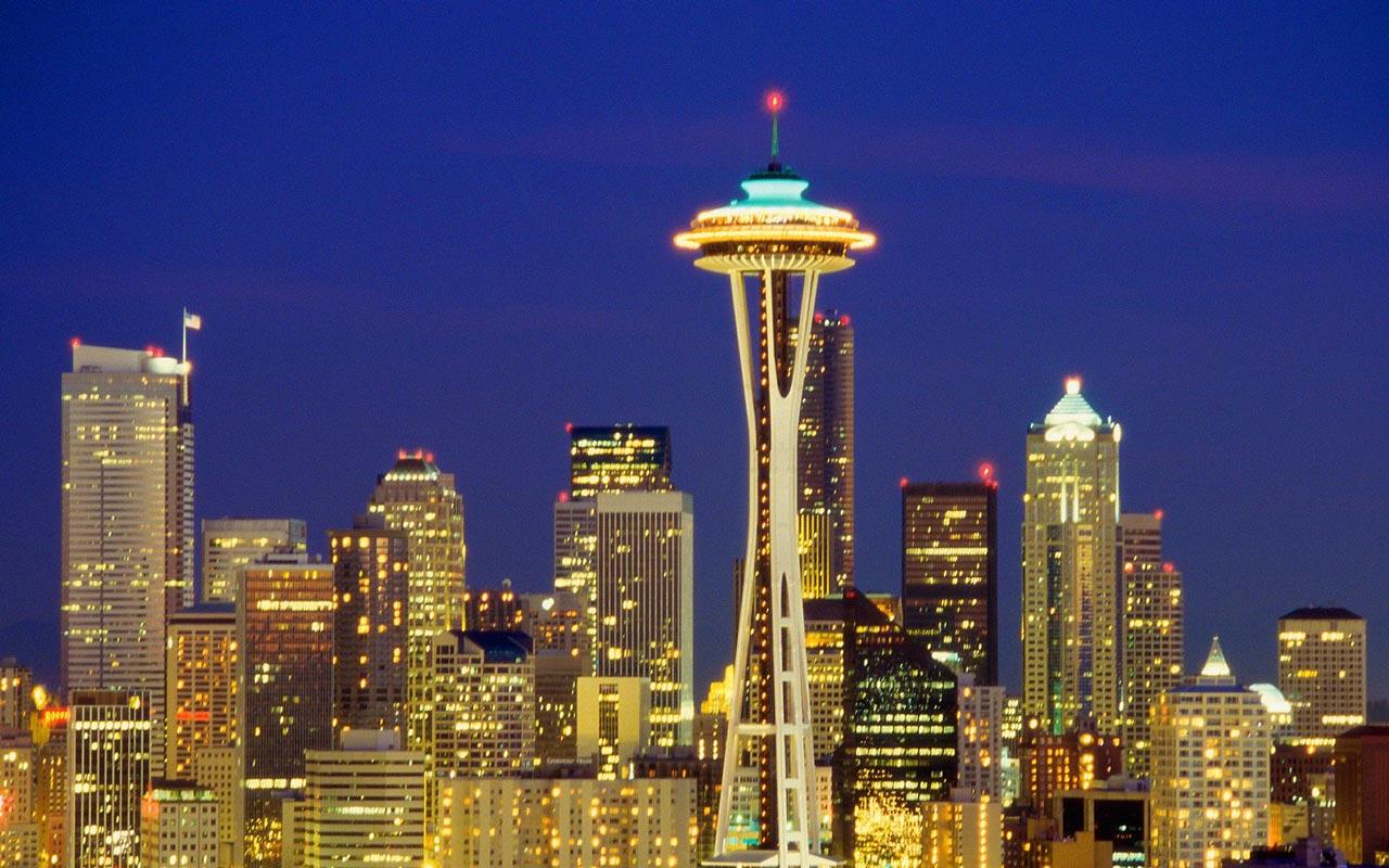 Seattle - Skyline at Night Wallpaper #1 1280 x 800 