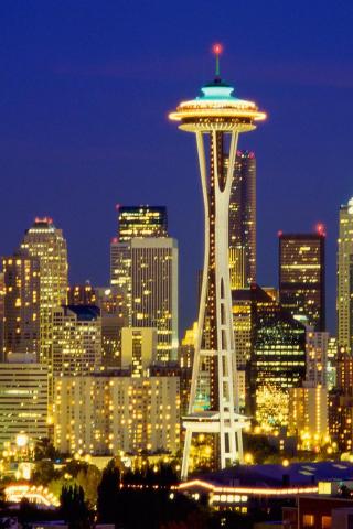 Seattle - Skyline at Night Wallpaper #1 320 x 480 (iPhone/iTouch)